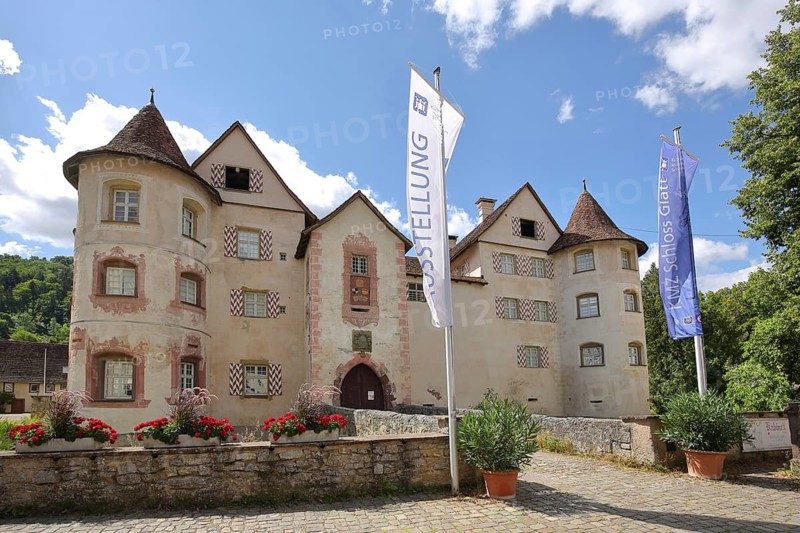Renaissance Water Castle with Flag Museum, Glatt, Sulz am Neckar, Baden-Württemberg, Germany