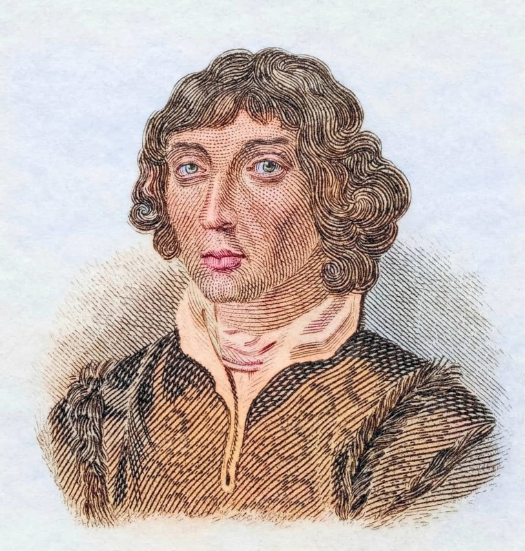 Nicolaus Copernicus, (born 19 February 1473 in Thorn, died 24 May 1543 in Frauenburg) was a canon of the prince-bishopric of Warmia in Prussia as well as an astronomer and physician who also devoted himself to mathematics and cartography, coloured woodcut from Crabbe's Historical Dictionary from 1825, Historical, digital reproduction