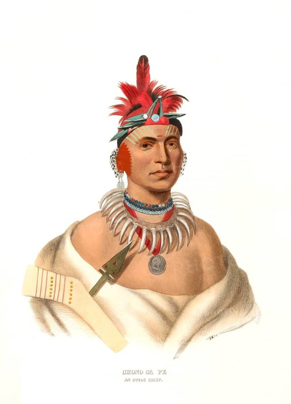 American Indian, Native American, Chono Ca Pe. To Ottoe Chief, United States of America, USA, Painting by Charles Bird King (1785, 1862), c. 1840, Historic, digitally restored reproduction from a 19th century original, Record date not stated