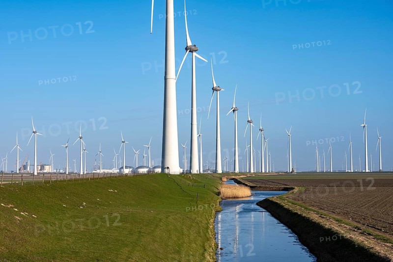 Westereems and Growind wind farms, in the north of the Netherlands, near Eemshaven, energy center, in addition to wind energy, there are coal and gas power plants and various energy infrastructure facilities, Vopak tank farm, the Netherlands