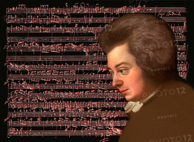 Wolfgang Amadeus Mozart, 1756 – 1791, composer of classical music, First Viennese School, notesheet from Allegro and Andante, Fantasy in F minor for mechanical organ, KV 608, 1791, digitally edited