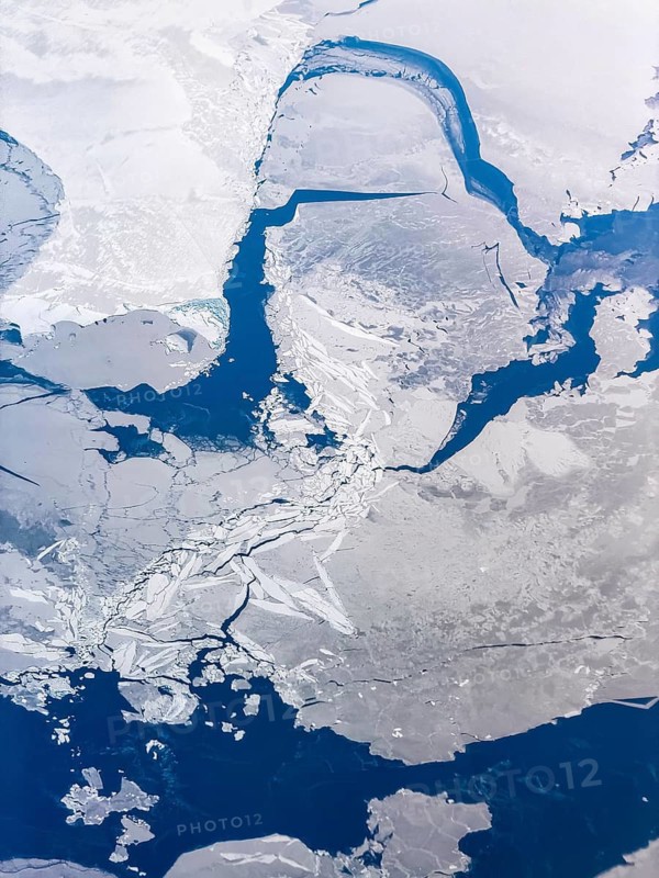 Structures in ice, frozen sea, Bothnia, aerial view, Gulf of Bothnia