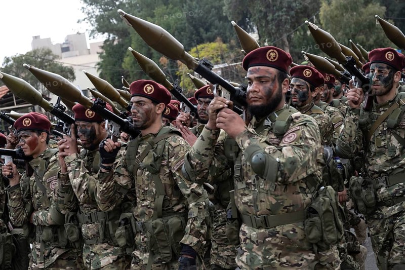 Damascus, Syria. December 8th 2025. The Syrian transitional government army stages a military parade at Umayyad Square as part of the Liberation Day anniversary, Damascus, Syria