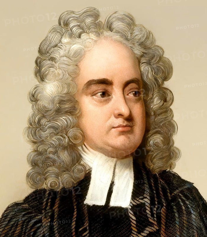 Jonathan Swift or Isaac Bickerstaff, 1667 - 1745, an Irish writer and satirist of the early Enlightenment, author of Gulliver's Travels, Portrait von Jonathan Swift oder Isaac Bickerstaff, 1667 - 1745, ein irischer Schriftsteller und Satiriker der frühen Aufklärung, Gullivers Reisen