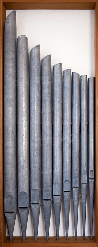 Pipes of an organ, Organ Museum Borgentreich, Höxter district, North Rhine-Westphalia, Germany