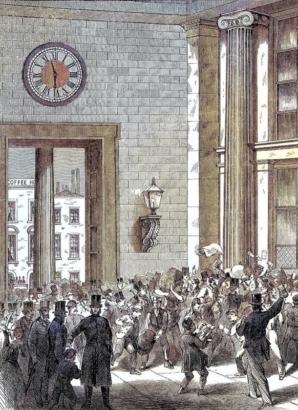 Before close of post on Friday evening in London, England, coloured woodcut from 1864