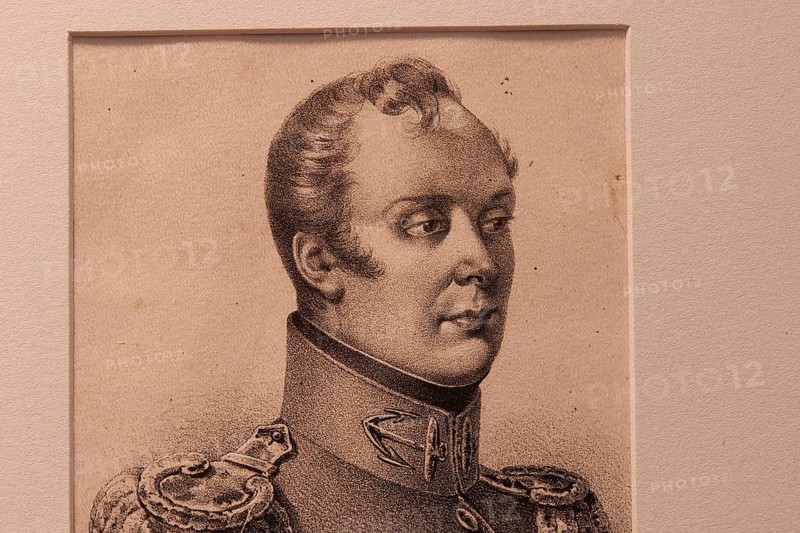 Lodewijk van Heyden, Dutch admiral in the service of the Russian fleet, played a major role in the victory in the Battle of Navarino 1827, portrait of a man in historical uniform in black and white, Historical Museum, Battle of Navarino 1827, Tsiklitiria's House, Pylos, Peloponnese, Greece