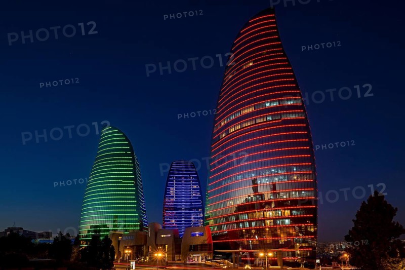 Azerbaijan, Baku, Flame Towers at night, Baku, Azerbaijan, Azerbaijan