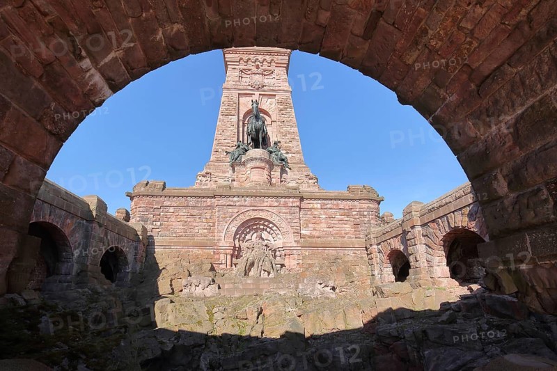 Kyffhäuser monument with Emperor Frederick I Barbarossa, equestrian figure, Kyffhäuser, Thuringia, Germany
