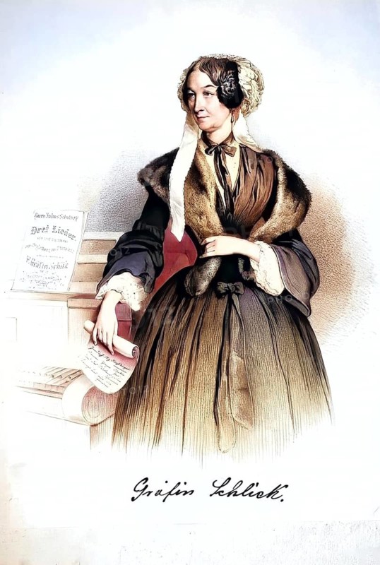 Countess Elise von Schlick zu Bassano und Weißkirchen (real name Maria Elisabeth, born 21 January 1792 in Prague, died 14 December 1855 ibid.) was an Austrian composer, poet and salonière, Historical, digitally restored reproduction from a 19th century original, Record date not stated