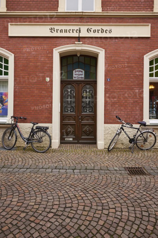 Historic house of the Cordes brewery and business, today the Café Scala, in Warendorf, Warendorf district, North Rhine-Westphalia, Germany