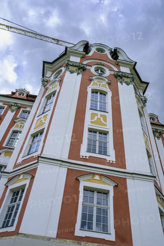 Construction site on the north-east side of the former Benedictine Abbey of Wiblingen Monastery, Ulm, Baden-Württemberg, Germany, for editorial use only