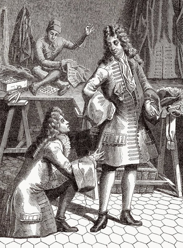 Eine Schneiderwerkstatt, um 1690