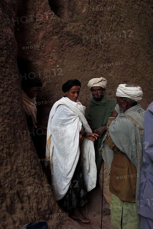 Rock churches of Lalibela, pilgrims, Ethiopia