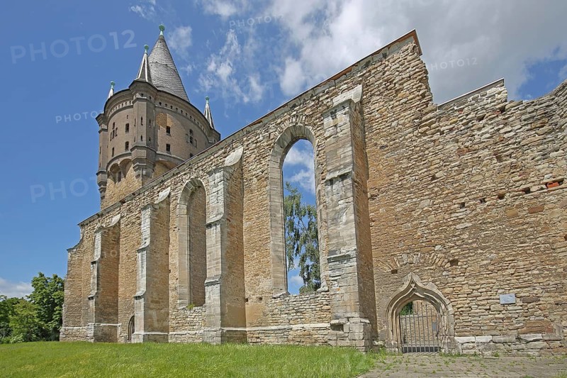 Romanesque church ruins of St Sixti, tower, Merseburg, Saxony-Anhalt, Germany
