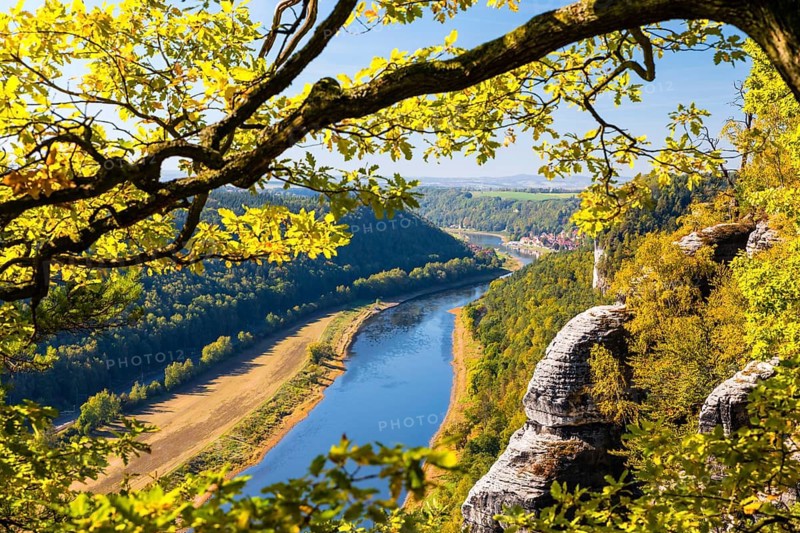 Germany, Saxony, Sandstone Mountains, Saxon, Switzerland, View of the Elbe, Saxon Switzerland, Saxony, Federal Republic of Germany