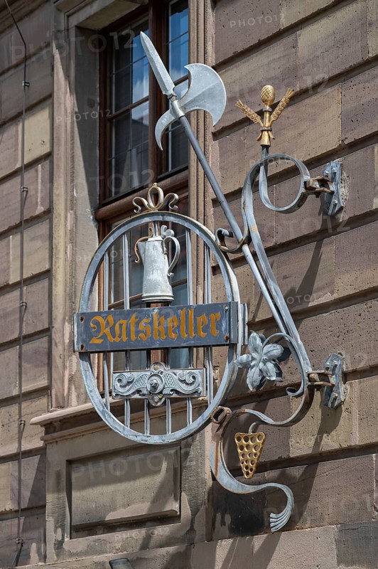 Wrought iron nose plate from the Ratskeller, Bad Kissingen, Lower Franconia, Bavaria, Germany