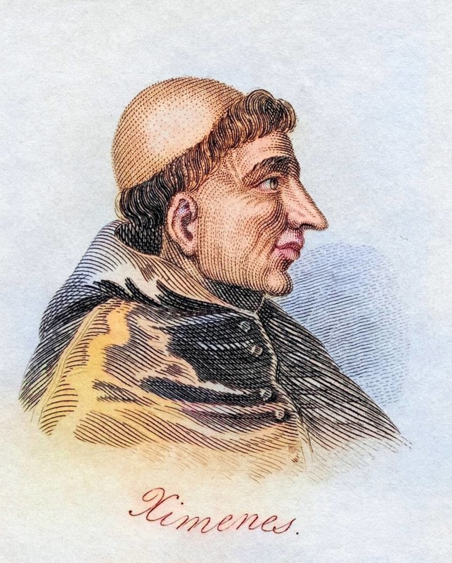 Francisco Jimenez de Cisneros alias Ximenes de Cisneros 1436, 1517 Spanish cardinal and statesman from the book Crabbs Historical Dictionary from 1825, Historical, digitally restored reproduction from an original from the 19th century, Record date not stated
