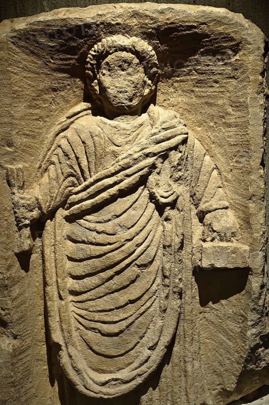 Funerary stele representing a scribe, I° or II° century AD, Sainte-Croix museum at Poitiers, France
