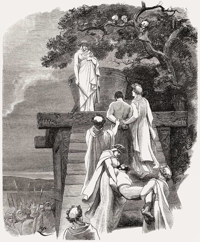 Cimbric priestesses, captured Romans as human sacrifices