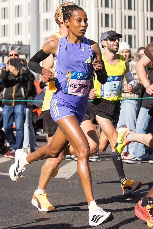 Tigist Ketema Ethiopia on Potsdamer Platz at the 50th BMW Berlin Marathon 2024 on 29 September 2024