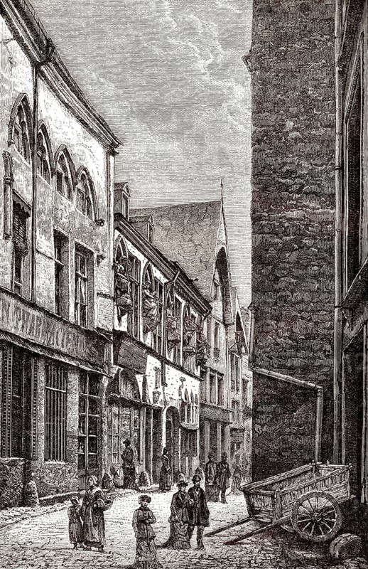 La Maison des musiciens, des ménétriers, the house of musicians or fiddlers, Rue De Tambour, Reims, France, 19th century