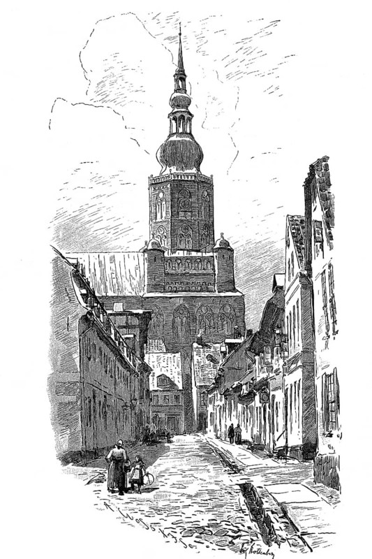 The Nikolai Church in Greifswald, around 1900, Germany, reproduction of an original, historical