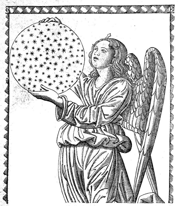 Playing card, Tarot card, The eighth sphere, the revelation of the angels, 17th century, Historical, digital reproduction of an original from the 19th century