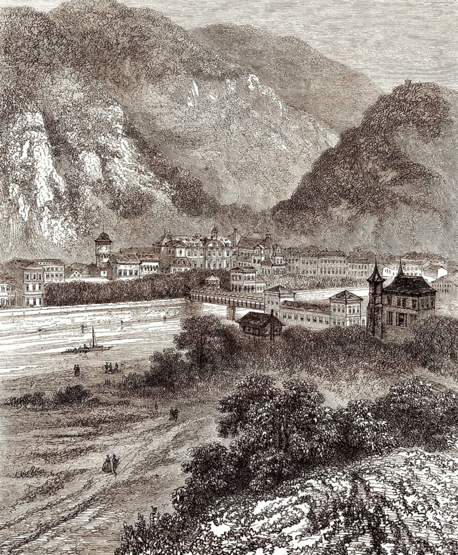 Cityscape of Bad Ems, Rhineland Palatinate, Germany, 19th century