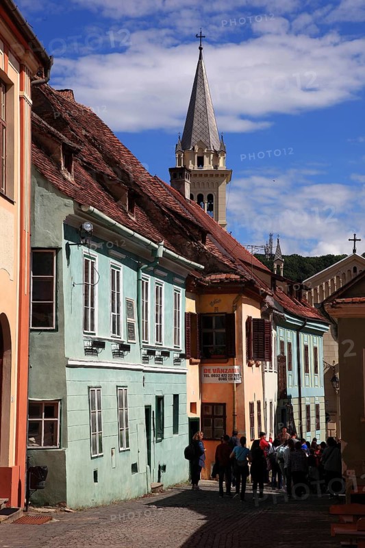 Romania, houses in the historic old town of Sighisoara, German Sighisoara, town in Mures district in Transylvania, UNESCO World Heritage Site