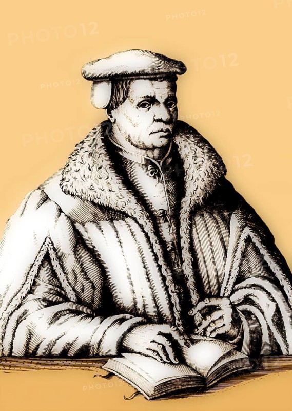 Thomas Müntzer, 1489 – 1525, German preacher and theologian, digitally edited after a print by Christoffel Van Sichem