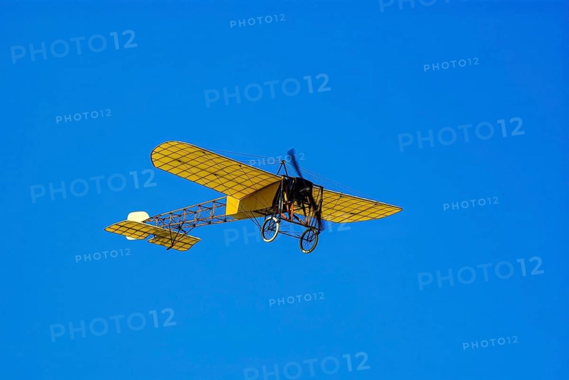 Flight demonstration of a replica Bleriot XI La Manche by Mikael Carlson as part of the 16th vintage air meeting on Hahnweide, Kirchheim unter Teck, Baden-Württemberg, Germany, for editorial use only