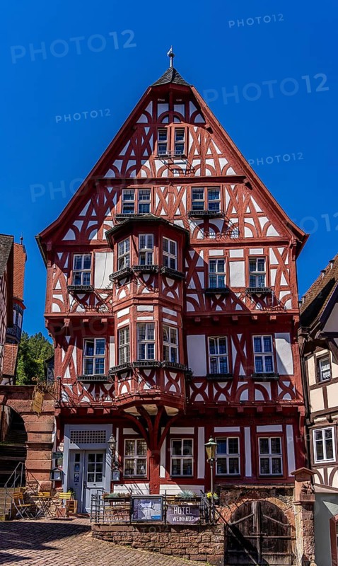 Half-timbered buildings in the old town centre of Miltenberg, Bavaria, Germany Miltenberg