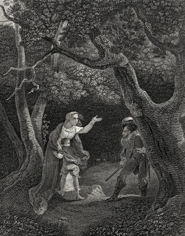 Margarete von Anjou, Königin von Heinrich VI. von Räubern im Wald überfallen Stipple