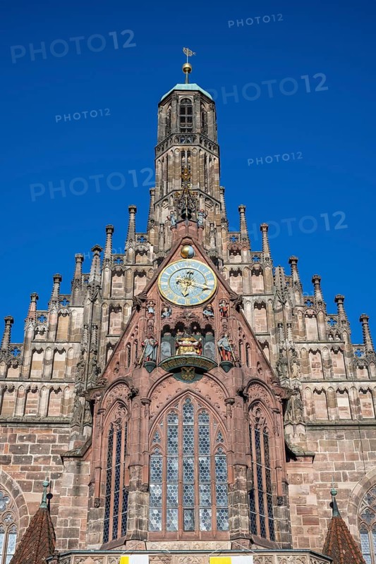 The western façade of the Church of Our Lady in the old town of Nuremberg, Middle Franconia, Franconia, Bavaria, Germany