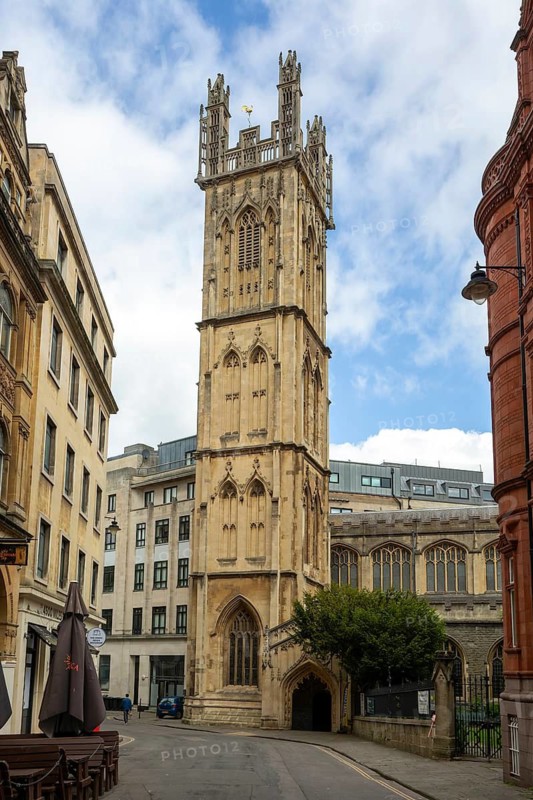 Perpendicular Gothic tower c 1470, parish Church of Saint Stephen, St Stephen's church, city centre of Bristol, England, UK