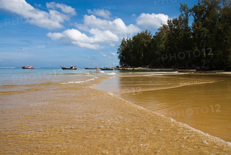 Mai Khao Beach in the north of the Thai holiday island Phuket, Thailand, Siam, Asia, Southeast Asia, beach, sandy beach, island, holiday paradise, blue sky