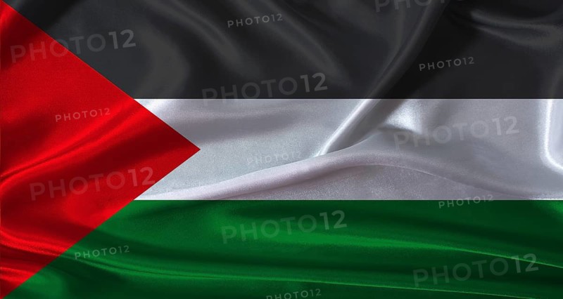 National flag of Palestine with cloth texture. Palestine flag with realistic texture background