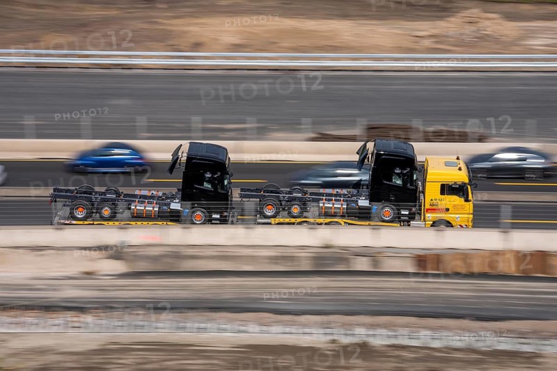 Car transporters, vehicles are being transported, A3 motorway, truck tractors