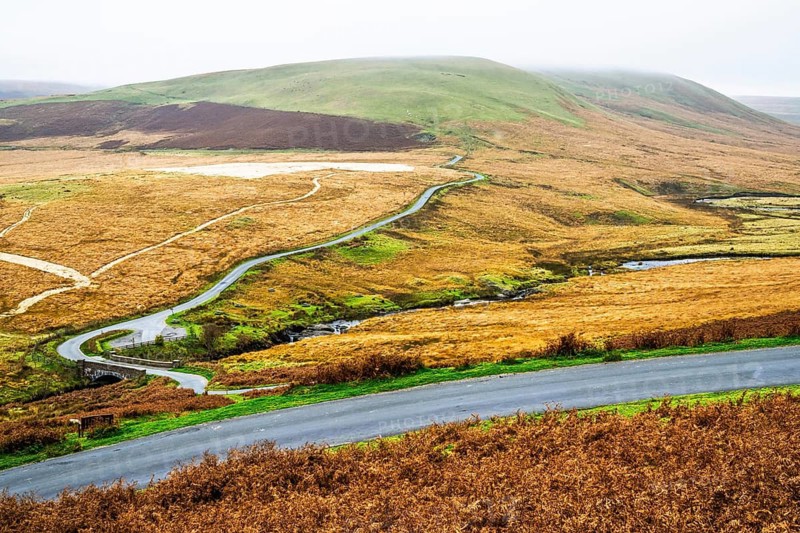 Autumn colors over Elan Valley Reservoir, Rhayader, Powys, Wales, UK