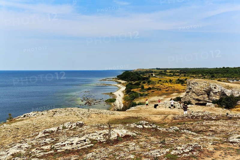 Cliff made of reef limestone, coastline, rock formation, Hoburgsgubben, Hoburgen, south of the island of Gotland, Baltic Sea, Sweden