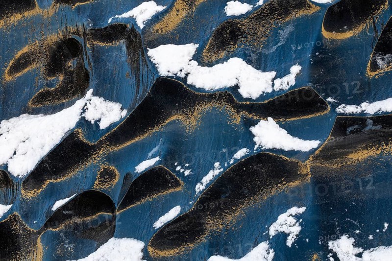 Structures in glacial ice, ice cave, glaciers, black glaciers reflecting sunlight, snow, Vatnajökull, winter, Iceland, Scandinavia