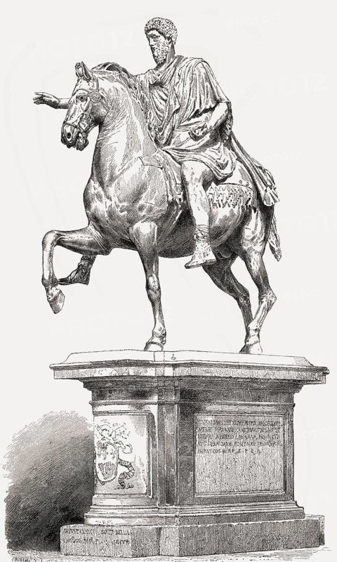 Equestrian Statue of Marcus Aurelius, Marcus Aurelius Antoninus Augustus, 121 – 180 AD, Roman emperor