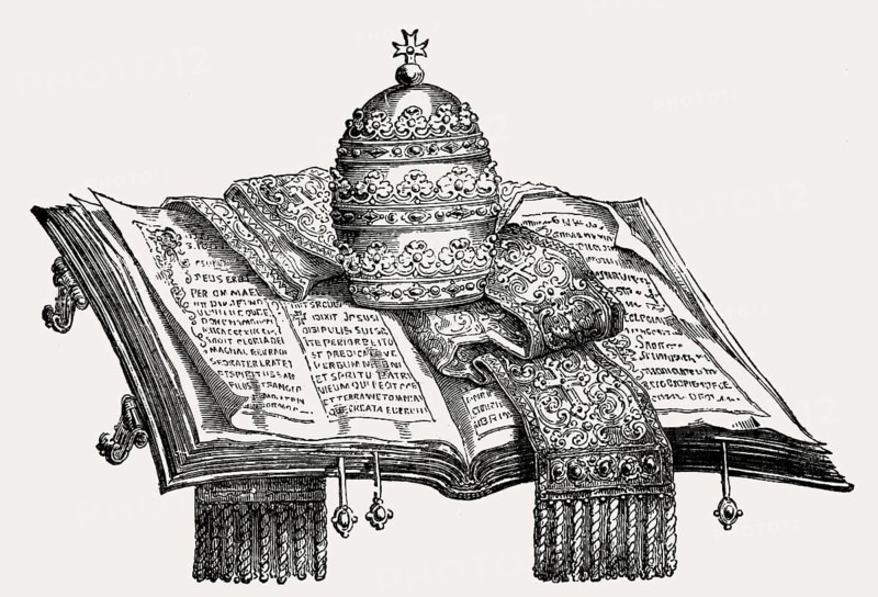 Allegory, papal coat-of-arms