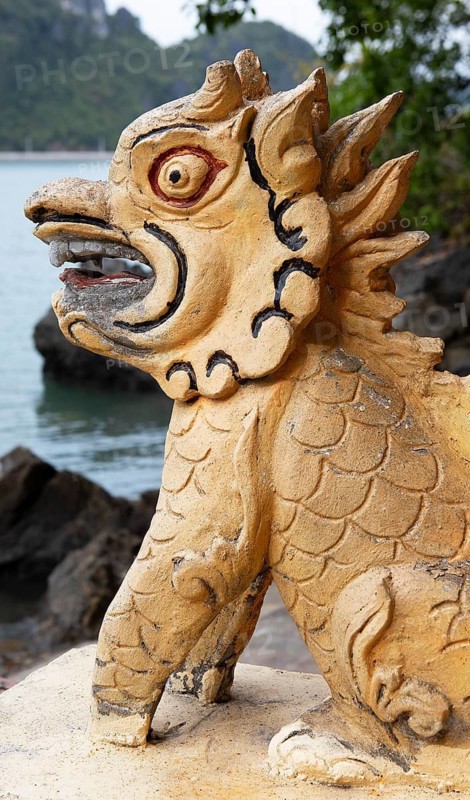 Dragon figure at Gia Luan harbour, Cat Ba Island, Halong Bay, Vietnam