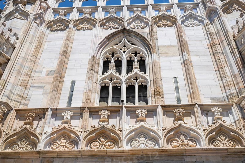 Details of the Milan Cathedral on a sunny day, Milan, Italy