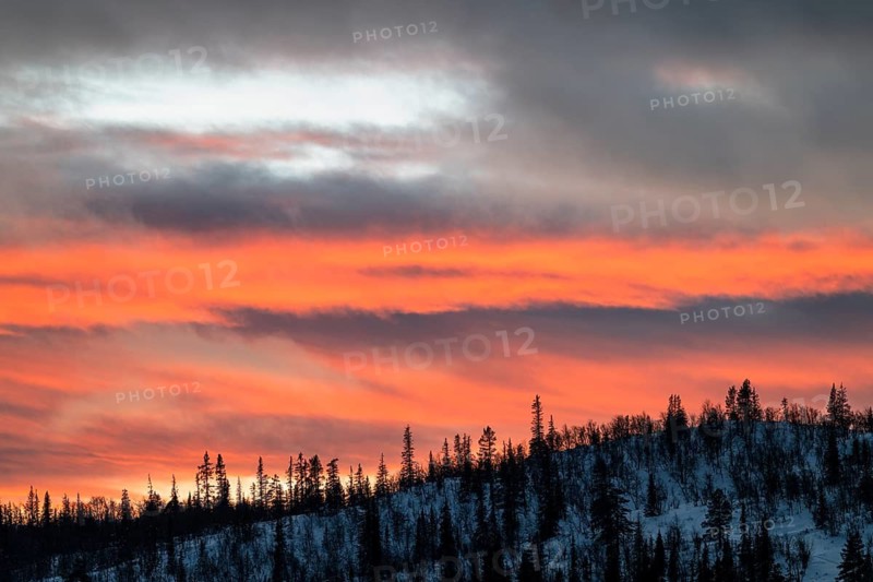 Evening cloud atmosphere, Gällivare, Norrbotten, Lapland, Sweden, January 2025