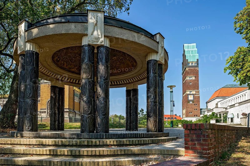 Swan Temple by Albin Müller, Tower, Wedding Tower by Joseph Maria Olbrich, Art Nouveau, UNESCO World Heritage Site, Mathildenhöhe artists' colony, Darmstadt, Hesse, Germany
