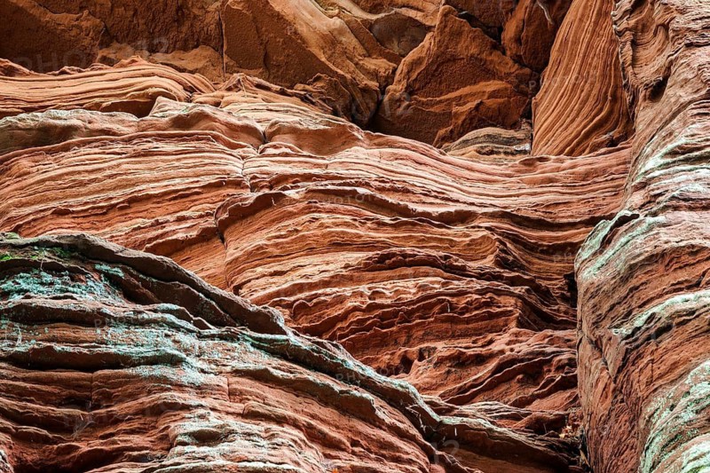Eroded red sandstone, old castle rock, close-up, natural and cultural monument, Brechenberg near Eppenbrunn, Palatinate Forest, Rhineland-Palatinate, Germany