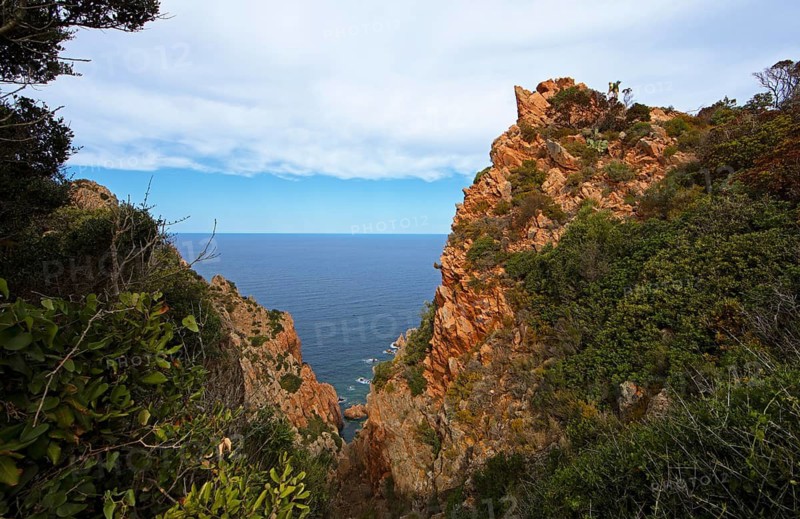 Bizarre rock formations on Capo Rosso, Piana, Corse-du-Sud department, west coast, Corsica, Mediterranean, France